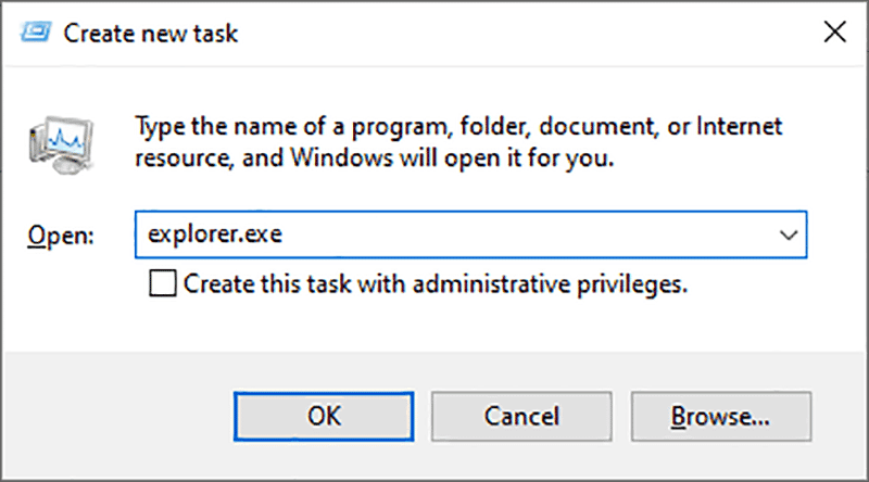 Run explorer.exe