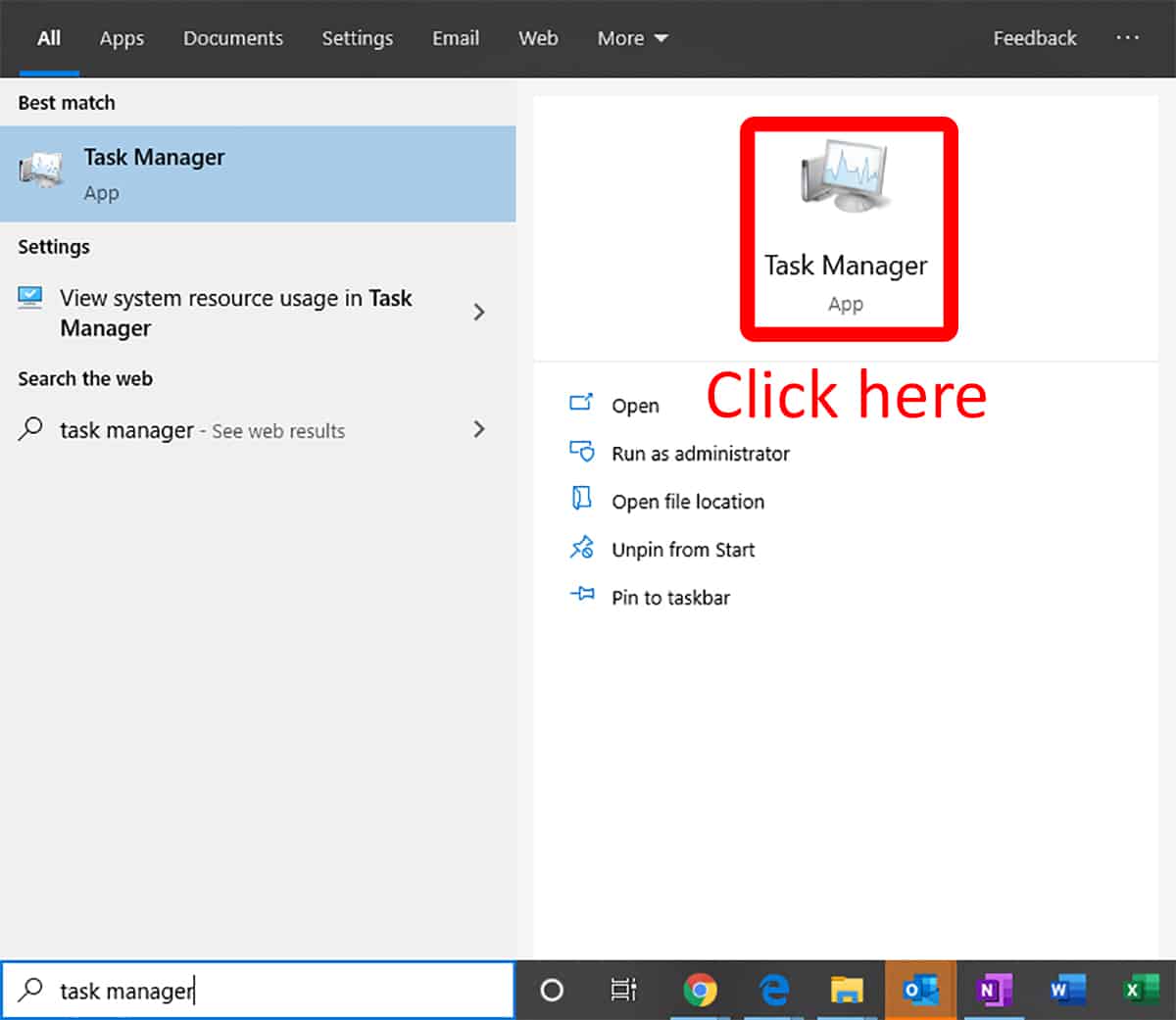 Run the task manager from search.