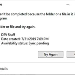 The action can't be completed