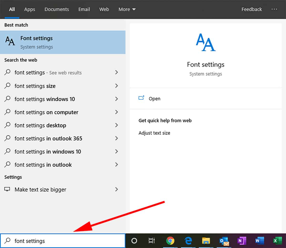 1. Open Font Settings Windows 10