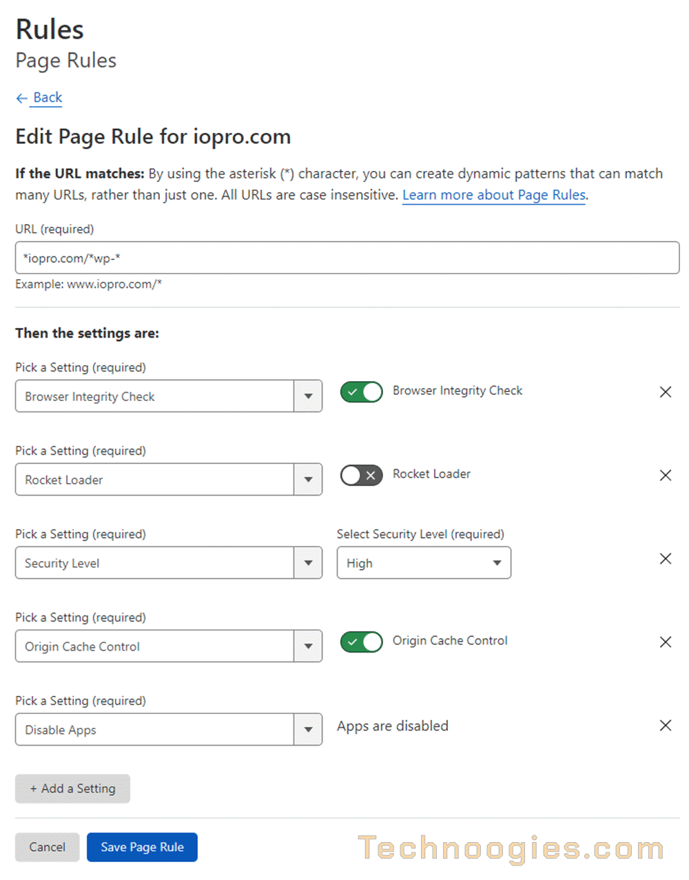 New Free Cloudflare Page Rules for WordPress Admin Fig1b
