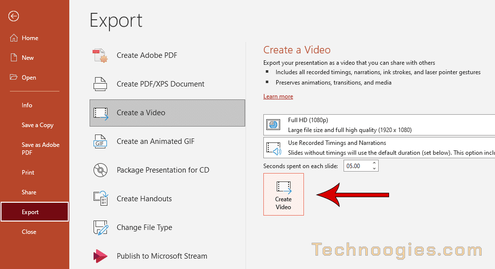 Powerpoint Export and Options Dialog