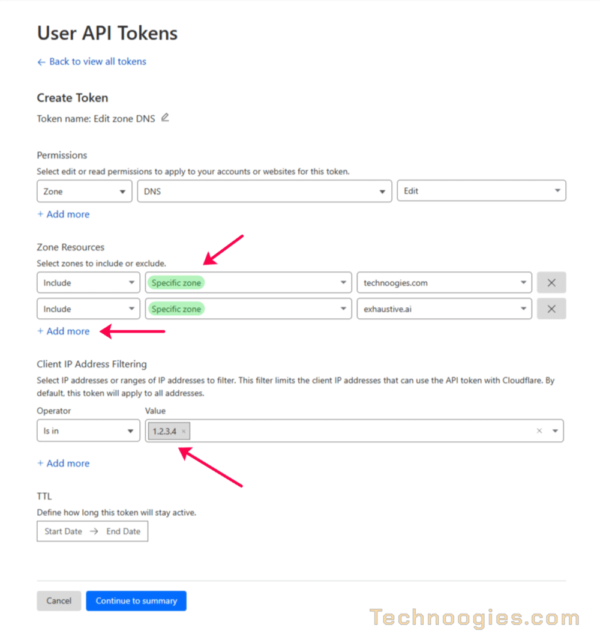 Cloudflare API token for zone DNS settings.